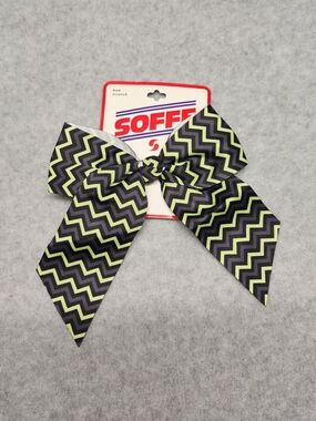 3 Pack-Soffe Black & Lime Zigzag Hair Bow